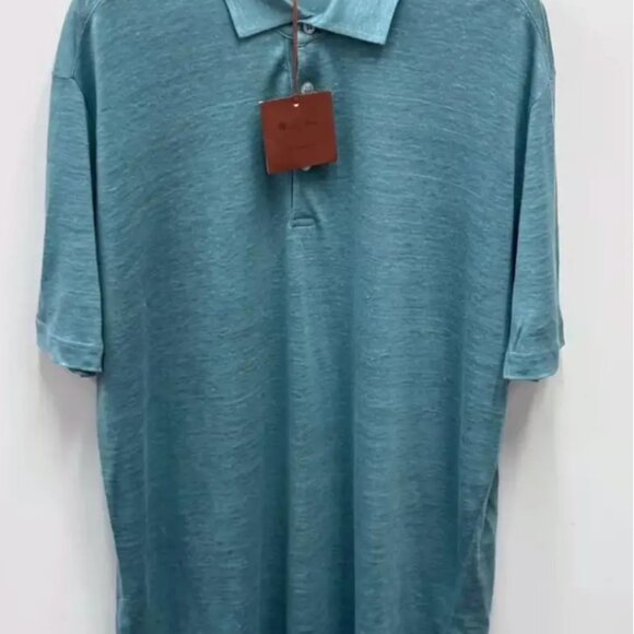 Loro Piana Men's Blue Polo Aloe Linen Shirt *NWT* - Picture 9 of 11
